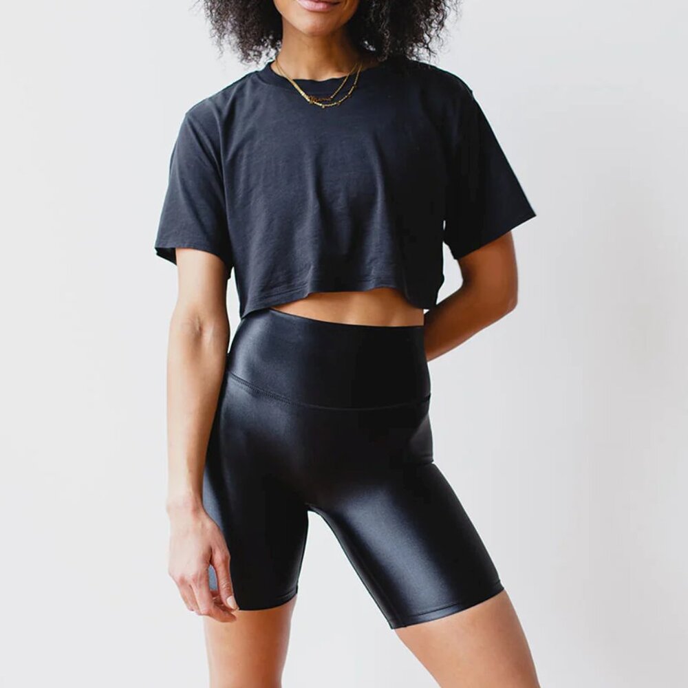 NWT Victoria's Secret Sport Vegan Faux Leather Biker Shorts XS